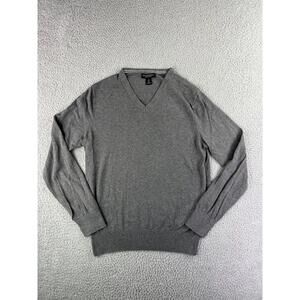 Banana Republic Sweater Mens Medium Gray Luxury Blend V Neck Casual Preppy